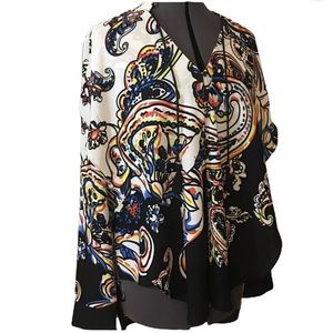 ECI New York High-Low Graffiti Print Blouse Size Large